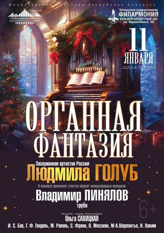 Цикл концертов «Шедевры мирового органного искусства»: Людмила Голуб (орган), Владимир Пинялов (труба)